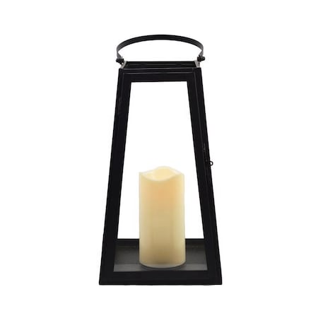 Smart Solar Smart Living 13 in. One Mantle Glass/Metal Triangular Black LED Candle Lantern, PK2 84147-LC